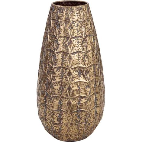 Jarrón de metal dorado 32.5x32.5x62.5h cm
