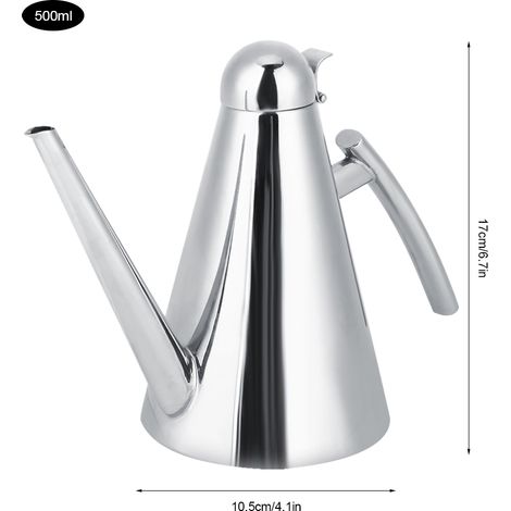 Pot distributeur d'huile en acier inoxydable de 500 ml, pot de rangement pour sauce et vinaigre, accessoires de cuisine (1/5)