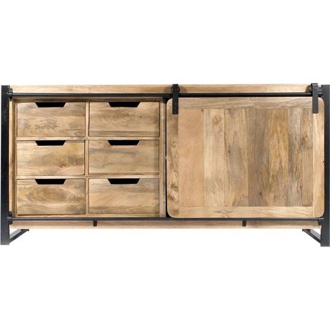 Buffet en bois de manguier avec porte coulissante New-York (1/5)