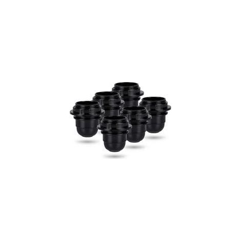 Schwarze E27-Schraubfassung – 6x E27-Lampenfassung mit Kunststoffring – E27-Glühbirnenfassung – E27-Glühbirnenhalter für Decken- und Pendelleuchten – E27-Glühbirnenfassung (1/4)