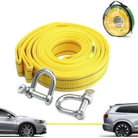 Sangle de remorquage haute résistance avec deux crochets de sécurité en D pour treuil, capacité de 5 tonnes et longueur de 5 m (1/5)