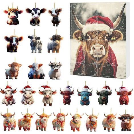 Boîte surprise de Noël, boîte cadeau décorative à motif yak de ferme, boîte surprise sur le thème de Noël, décoration pour sapin de Noël (1/4)