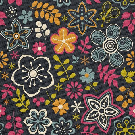 Tela decorativa para exteriores Oxford - Motivo floral Doodle 2 (1/5)