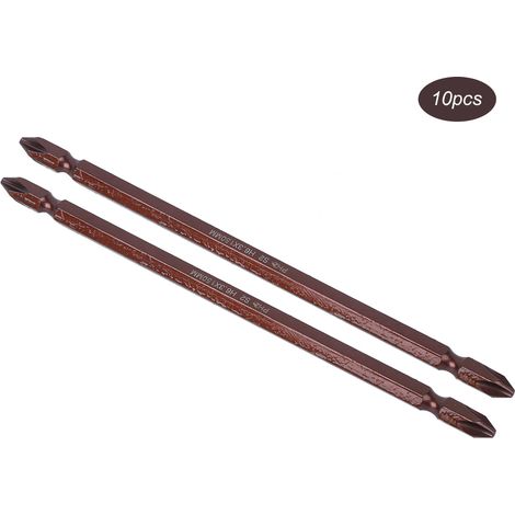 Set mit 10 doppelseitigen Schraubendreherbits H6.3, magnetische Phillips-Bits, lange Werkzeuge für Metall (H6.3 x 150MMPH2) (1/5)