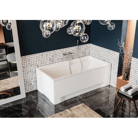 Baignoire Rectangulaire 140x70 avec tablier en acrylique, Siphon de bain et pieds (support) - Set 4en1 - Fabriqué en UE - BADLAND ELZA