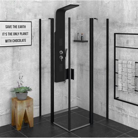 Polysan Zoom - Cabine de douche Black 90x90 cm, noir mat/verre transparent ZL5415B (1/5)