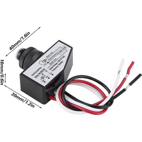 Sensor fotoeléctrico de alto rendimiento, ABS, IP65, para uso en jardines, 120–277 V CA, 50/60 Hz, 40 x 16 x 30 mm (1/5)