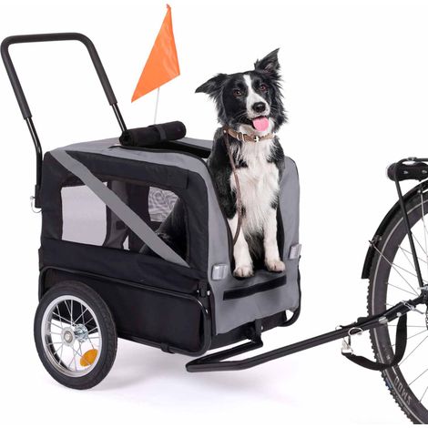 Idmarket – Remorque à vélo pour chien TILLY – Charge max 40 kg – Dimensions 128 x 52 x 102 cm – Bandes réfléchissantes pour sécurité