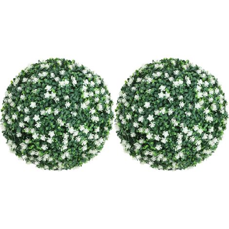 Set of Two Artificial Boxwood Balls Plants - White (1/3)