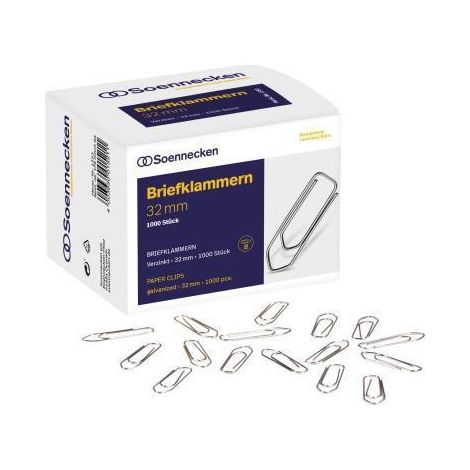 Soennecken Briefklammer 1353 32mm verzinkt 1.000 St./Pack. (1/3)