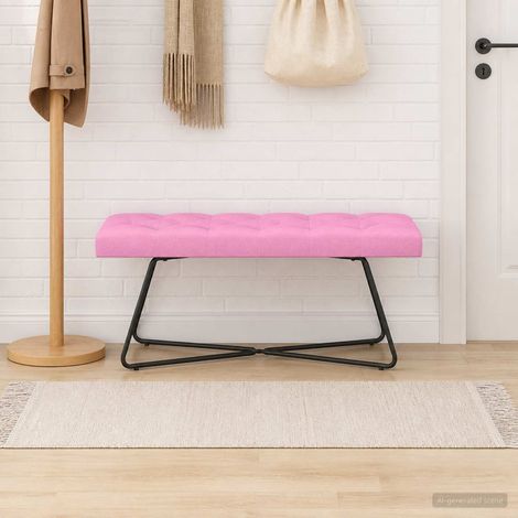 vidaXL Banc avec capitonnage bouton Rose 110 x 40 x 46 cm Tissu (1/5)