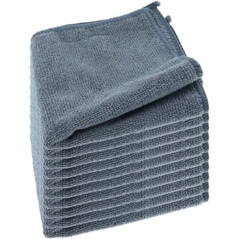 Lot de 10 Chiffons de Nettoyage en Microfibre Polyvalents sans Traces - Dimensions : 30 x 30 cm (Gris)