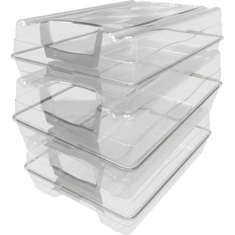 3x Scatole storage chiuse Multiuso Sovrapponibile in Plastica Apribile 9L Contenitore Salvaspazio Trasparente  Organizzatore Sport e Calzature Armadio Hobby Casa e Organizzazione made in italy (1/5)