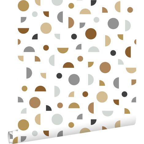 papier peint motif graphique blanc, gris et beige - ESTAhome (1/5)