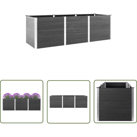 The Living Store Hochbeet Grau 300x50x91 cm WPC - Hochbeet - Gartenmöbel - Balkonpflanzen - Terrasse Dekoration - Pflanzenbehälter (1/5)