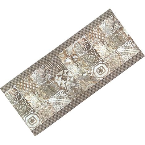 Tappeto Runner Maiolica Beige Antiscivolo – Passatoia Cucina Neutra PVC Lavabile – Made in Italy, Facile da Pulire Cm. 50x220
