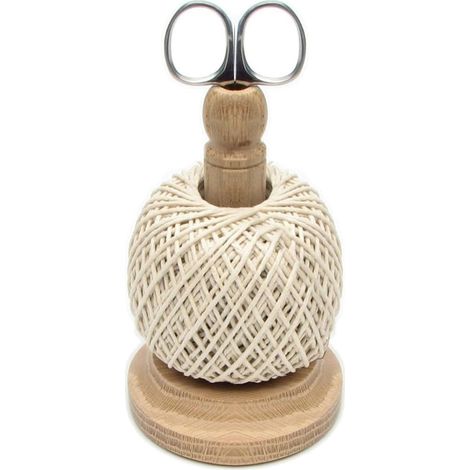Support de ficelle de jardin – Coton naturel avec ciseaux de jardinage en acier inoxydable – Support de ficelle de jardinage avec support en bois – Accessoires pour abri de jardin – Fabriqué (1/5)