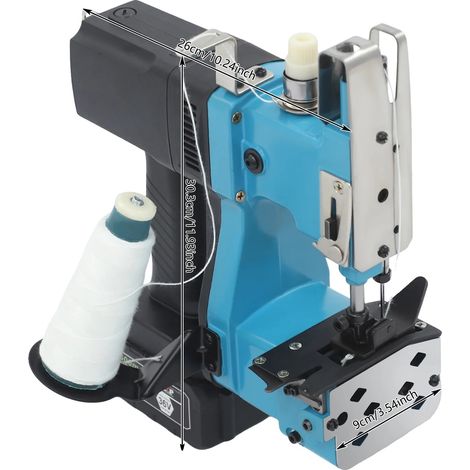 Máquina de coser para bolsos, de alta velocidad, diseño portátil, color azul. (1/2)