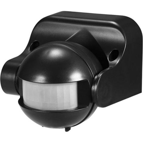 1 sensor de movimiento infrarrojo，para interiores y exteriores，resistente a salpicaduras，ajustable 180°，alcance de 12 m，color negro (1/2)