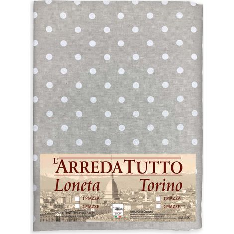 TELO ARREDO Copritutto GRAN FOULARD Copriletto COPRIDIVANO Tessuto MIROS POIS BIANCO 1 PIAZZA