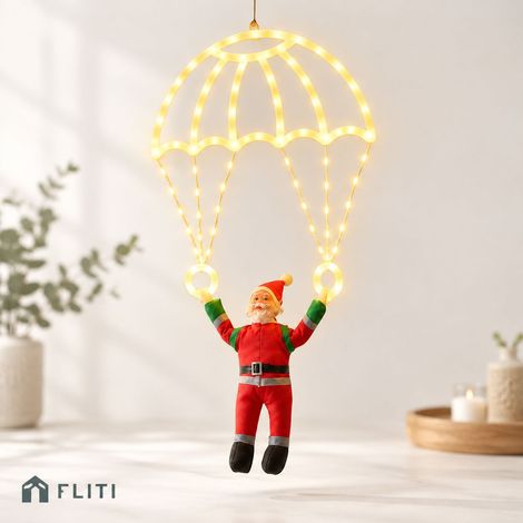 FLITI LED Neon Santa Parachute Decoration, 8 Modes, Remote Control Included, Warm White, USB, for Indoor/Outdoor Display (1/5)