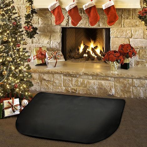 Tapis ignifuge à placer devant la cheminée, tapis anti-feu pour cheminée, tapis de protection contre le feu demi-rond, tapis de protection contre le feu pour cheminée, poêle, barbecue (100 pièces) (1/4)