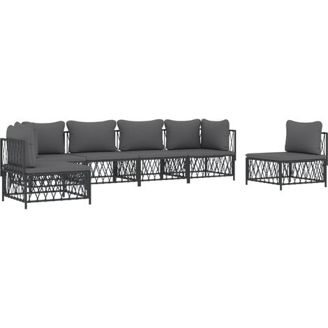 Salon de jardin avec coussins 6 pcs anthracite acier vidaXL (1/5)
