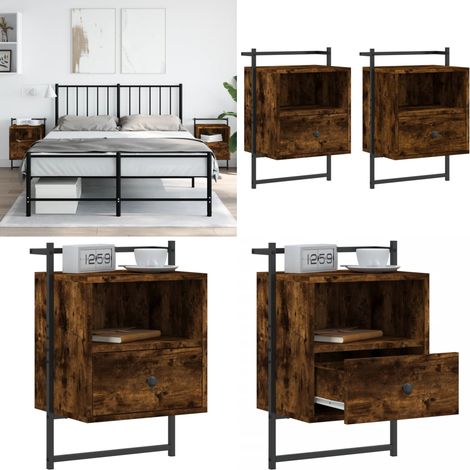 Wand-Nachttische 2 Stk. Räuchereiche 40x30x61 cm Holzwerkstoff - Wand-Nachttisch - Nachttischset - Holzwerkstoff Möbel - Wohnzimmer Dekoration - Regal - Home & Living (1/5)
