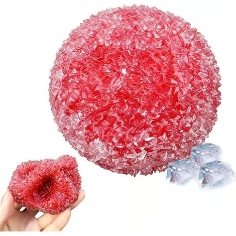 Balle anti-stress croquante et malléable de Waxberry, jouet sensoriel anti-stress effet peau de glace, balle anti-stress en forme de raviolis (rouge) (1/4)