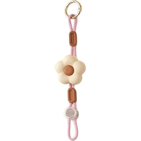 Chapeau fleuri portable avec clip de maintien ajustable anti-perte pour bagages et sacs à dos, couleur crème, idéal voyages (1/5)