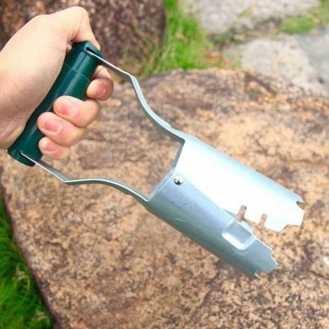 Jardinière à bulbe en Acier Inoxydable Jardinière à bulbe à Main avec poignée à Ressort et échelle de Profondeur Outil de (1/5)