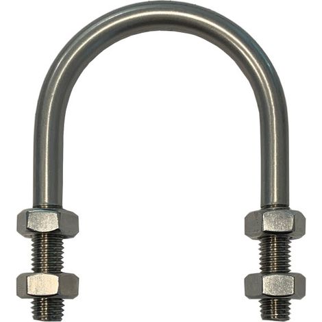 U-Bolt M8 x30mm Thread, 42mm Inside Diam, 56mm Inside Height T304 Stainless Steel
