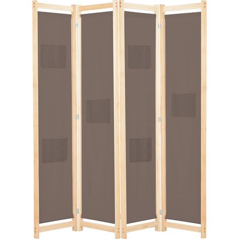 Cloison de séparation 4 panneaux-Paravent-Séparateur de pièce Marron 160x170x4 cm Tissu (1/5)
