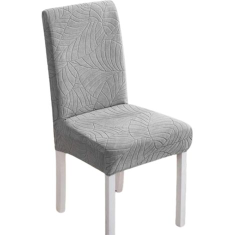 Housse de chaise en velours gris clair à motif jacquard élastique [21ZD] (1/5)