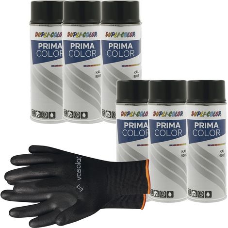 vasalat Dupli-Color Lackspray tiefschwarz glänzend RAL 9005 - Sprühlack für Metall, Kunststoff und Holz - wetterfeste Sprühfarbe für den Innen- und Außenbereich UV -beständig, 6 Stück
