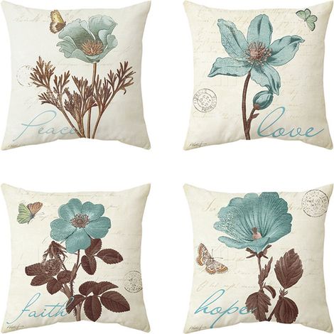 Housse de Coussin Elkuaie - Motif Tapis Ethnique 45x45 cm - 4 Pièces - Pour Salon & Extérieur (1/5)