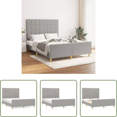 Kopfteil - Bettgestell ohne Matratze Hellgrau 140x200 cm Stoff (1/5)