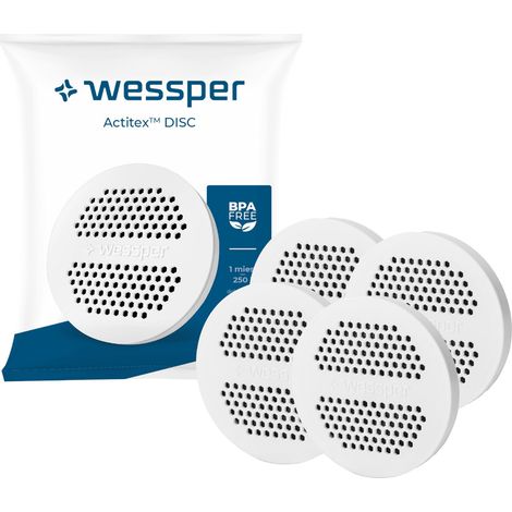 Disque Filtre eau, Filtrante pour Carafe d'eau et Bouteille eau, Remplacement du MicroDisc, Compatible avec les Carafe Filtrante et Bouteille – 4 pièces (1/5)
