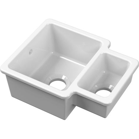 Nuie Undermount Fireclay Kitchen Sink 1.5 Bowl with Overflow 579mm L x 445mm W - White (1/5)
