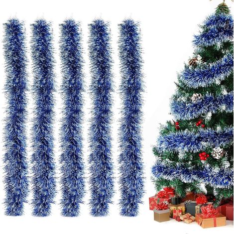 Aurasky blaue Weihnachtsgirlande – 5er-Set mit funkelndem Metallic-Lametta – Weihnachtsdekoration (1/5)