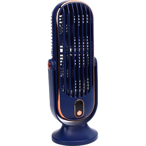Ventilatore da tavolo a torre, motore brushless a 5 velocità, ricaricabile tramite USB, portatile, per casa, ufficio, cucina e uso interno, colore blu. (1/5)