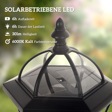 Lot de 2 lampadaires solaires de jardin Outsunny, balise d'allée étanche 129 cm, éclairage LED 6h, IP44, noir, pour extérieur (1/4)