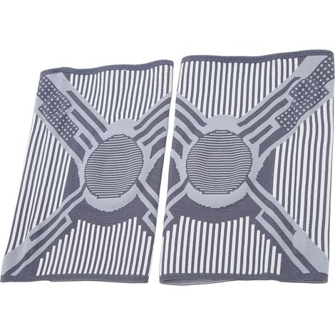 Lot de 2 genouillères de sport en silicone tricotées, avec ressort de soutien, pour la course, l'escalade et le basketball. Gris foncé, taille M. (1/5)