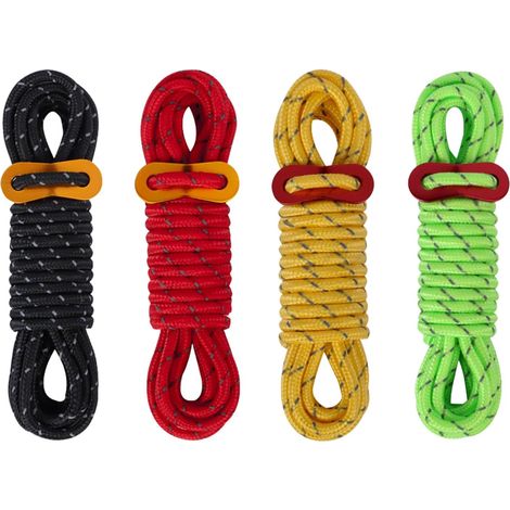 Corde de tente réfléchissante, corde de camping, adaptée au camping en plein air, à la randonnée, aux auvents, aux tentes, 4 mètres