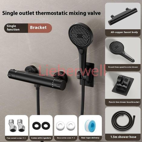 Mitigeur thermostatique, réglage automatique de la température, pomme de douche, robinet d'eau intelligent pour chauffe-eau, ensemble domestique (1/4)