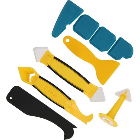 Ensemble de 9 outils de finition pour mastic, dissolvant, grattoir à joints pour salle de bain, fenêtre et cuisine (1/5)