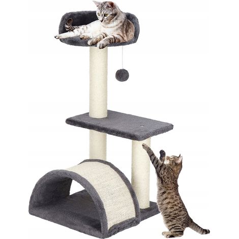 GRATTUGIA PER GATTO TORRE LETTO PALO CASA 3 LIVELLI GRANDE CORDA SISAL (1/5)