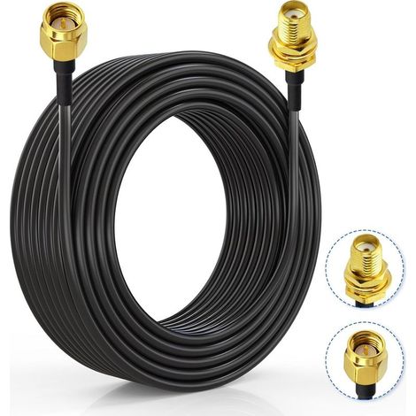 10 m SMA RG174 Verlängerungskabel, Stecker auf Buchse WLAN-Antennenverlängerungskabel, 50 Ohm HF SMA Verlängerungskabel für 4G LTE, Router, WLAN/GPS/4G-Antenne, 5G-Modem, Amateurfunkgerät, SDR usw. (1 (1/4)