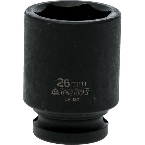 Llave de Vaso de Impacto Hexagonal 1/2' de TENGTOOLS                 Tamaño 26 mm D1 37.5 mm D2 30.0 mm L 45.0 mm