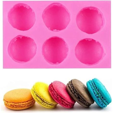 Moule à Macaron - Noname - 6 Trous - Silicone de qualité alimentaire - 12.5 x 8.5 x 2.2 cm - Démoulage facile (1/4)